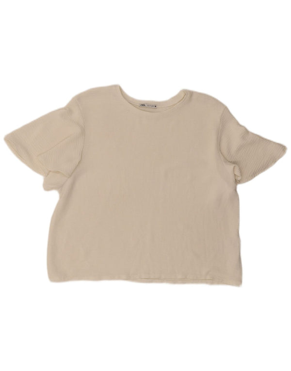 Женская блузка Zara Top UK 16, большой белый полиэстер
