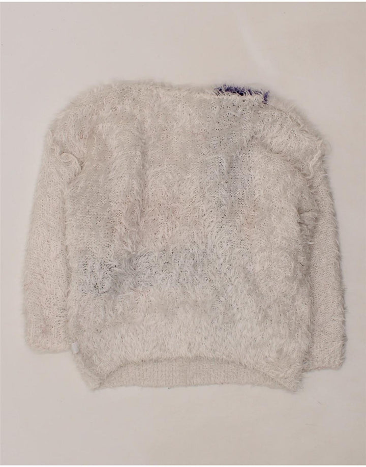 VINTAGE Womens Boat Neck Jumper Sweater UK 14 Medium White Argyle/Diamond Vintage Vintage and Second-Hand Vintage from Messina Hembry 