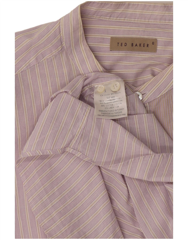 Мужская рубашка Ted Baker, размер 6, 2XL, хлопковая розовая полоска