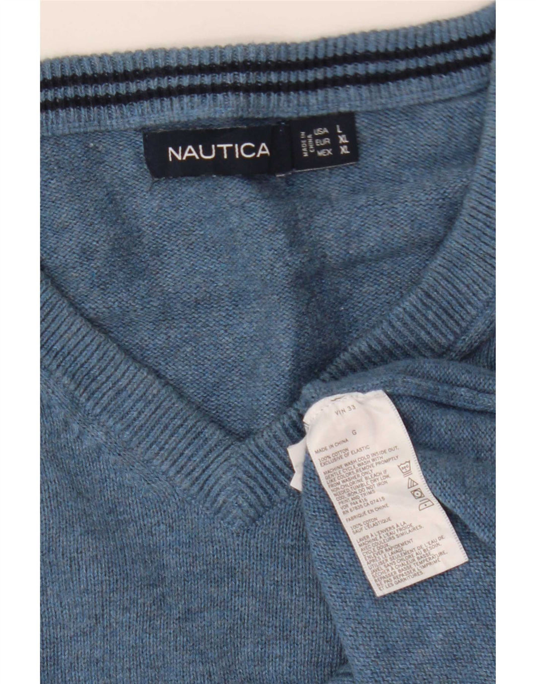Мужской джемпер с v-образным вырезом Nautica, большой синий хлопковый свитер