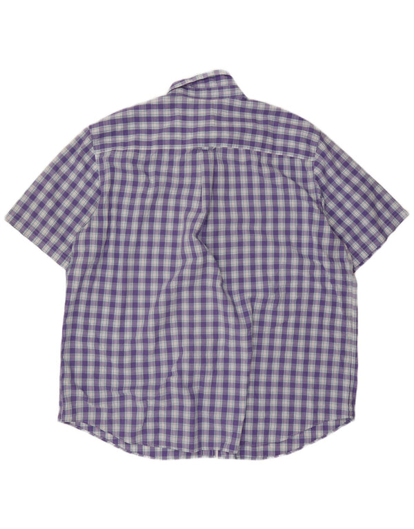 Мужская рубашка Chaps с коротким рукавом, фиолетовая клетка, хлопок, 3XL