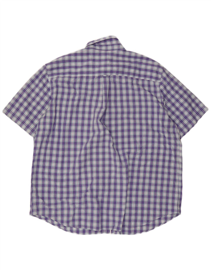 Мужская рубашка Chaps с коротким рукавом, фиолетовая клетка, хлопок, 3XL