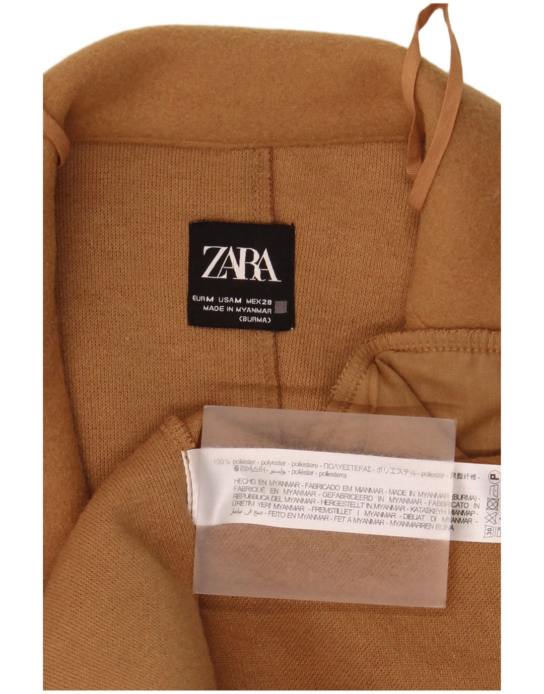 Женское открытое пальто Zara UK 14, средний бежевый из полиэстера