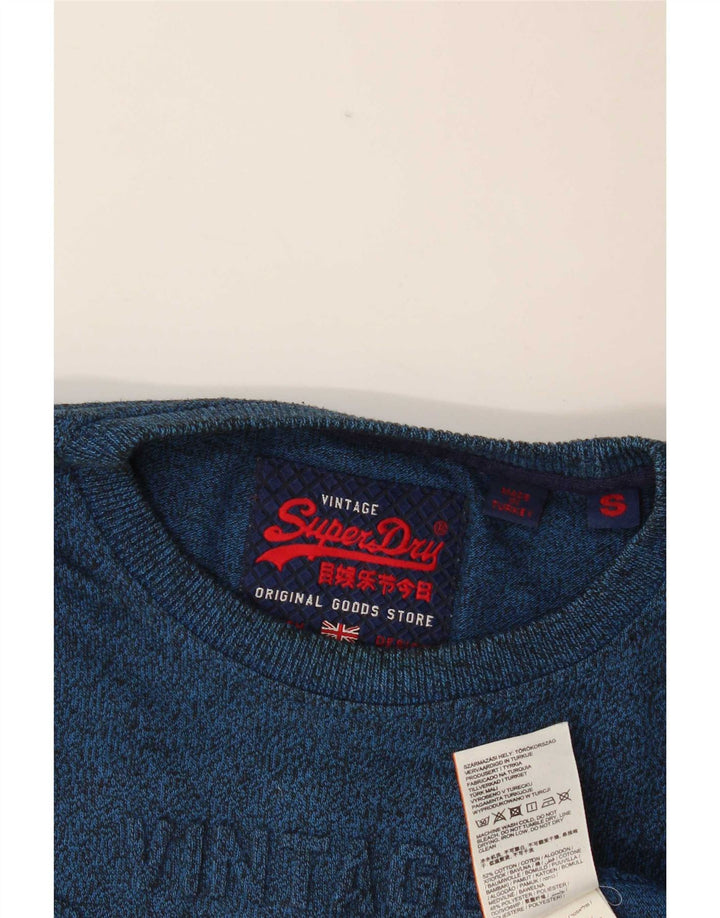 Мужской топ с рисунком Superdry, длинный рукав, маленький синий крапчатый хлопок