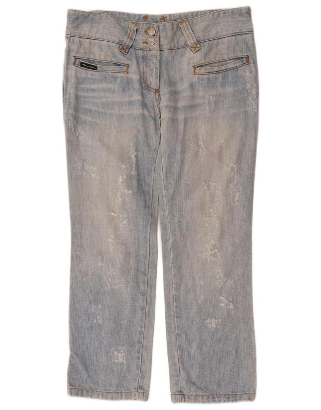 DOLCE & GABBANA Женские укороченные джинсы с потертостями IT 42 Medium W32 L25 Синие