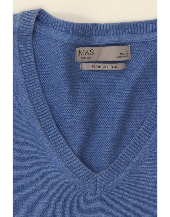Мужской джемпер с v-образным вырезом Marks & Spencer, большой синий