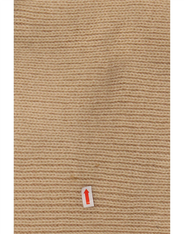 ВИНТАЖНЫЙ женский джемпер с высоким воротником, Великобритания, 12, средний, бежевый, в полоску, акрил