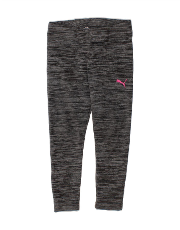 PUMA Girls Leggings 3-4 Years 2XS Grey Pinstripe Polyester Vintage Puma and Second-Hand Puma from Messina Hembry 