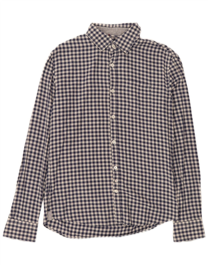 Мужская фланелевая рубашка WOOLRICH XS темно-синяя в мелкую клетку из хлопка
