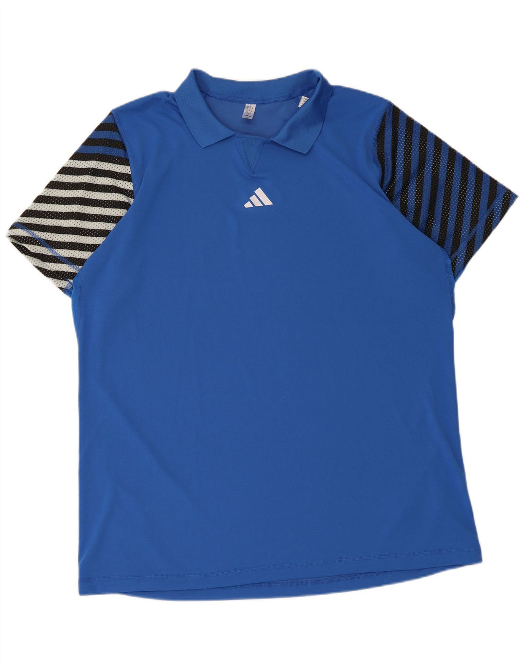 Мужская рубашка поло Adidas 2XL из полиэстера в синюю полоску