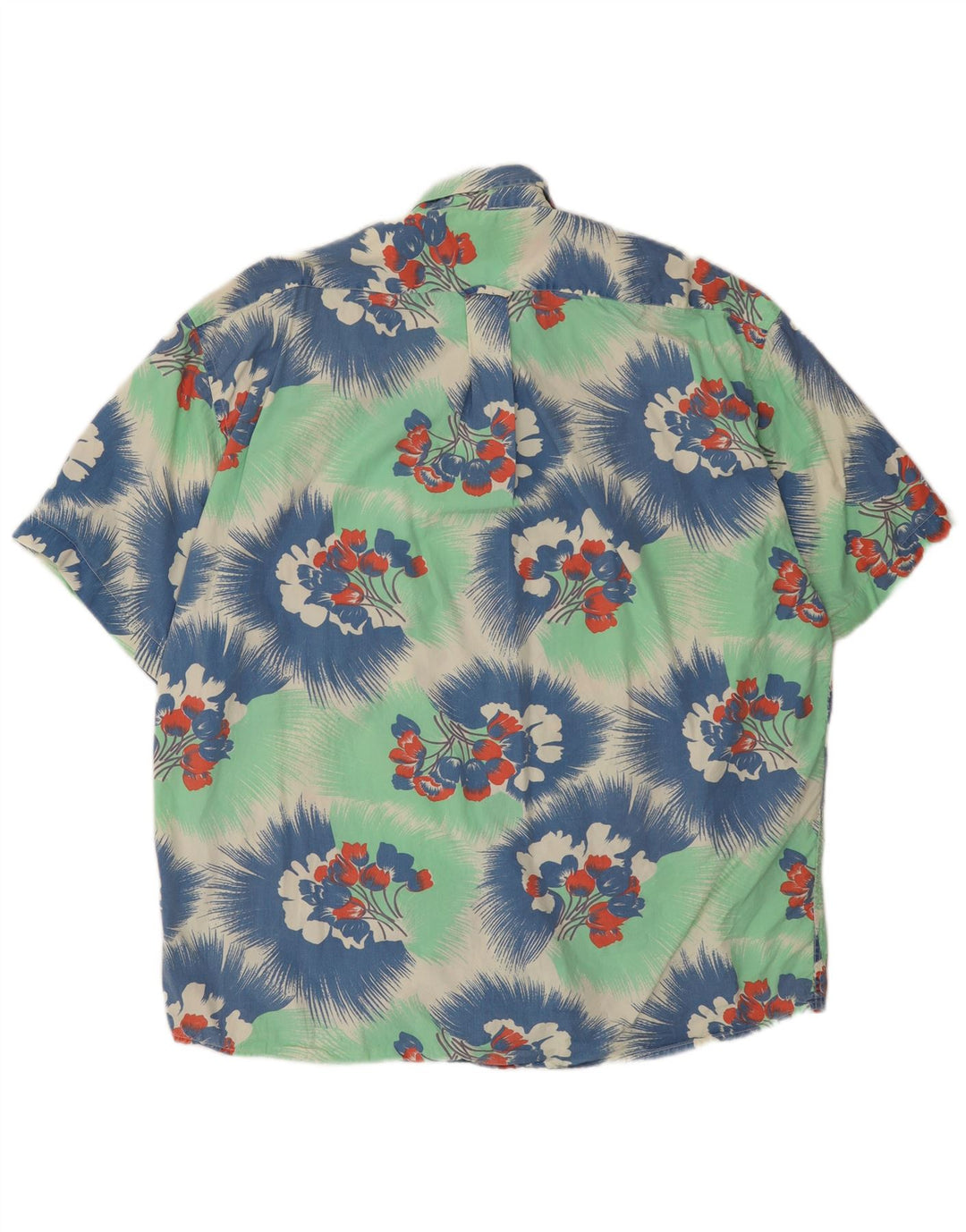 UNIFORM Мужская рубашка с коротким рукавом XL, зеленый цветочный хлопок