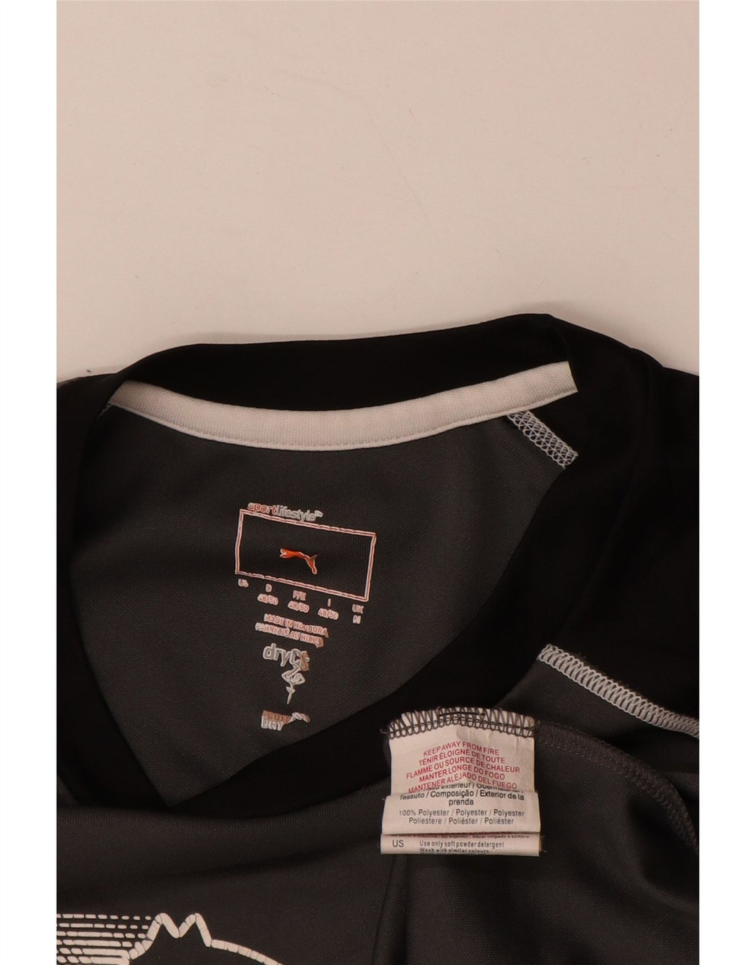 Мужская футболка с рисунком PUMA, верх среднего серого цвета, полиэстер с цветными блоками