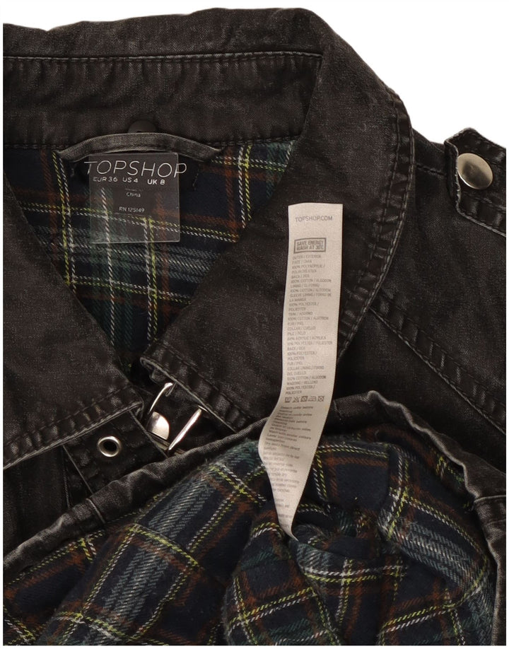 Женская джинсовая куртка Topshop UK 8, маленькая, черный полиакрил