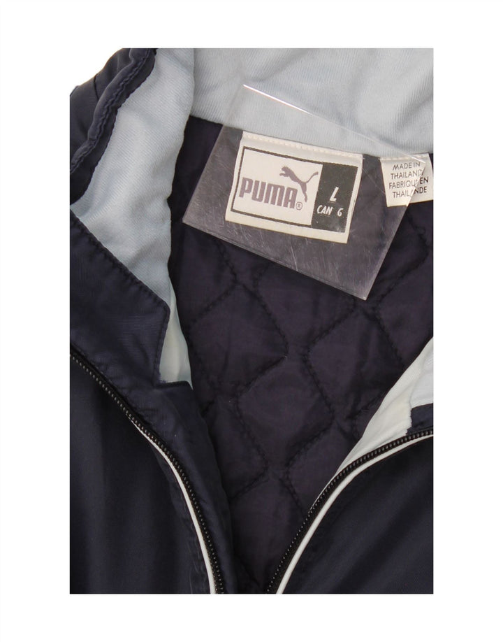 PUMA Mens Windbreaker Jacket UK 40 Large Navy Blue Vintage Puma and Second-Hand Puma from Messina Hembry 