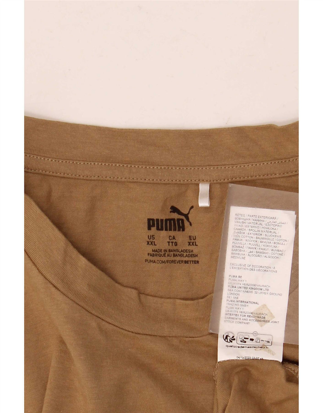 Мужская футболка Puma Top 2XL Бежевый хлопок