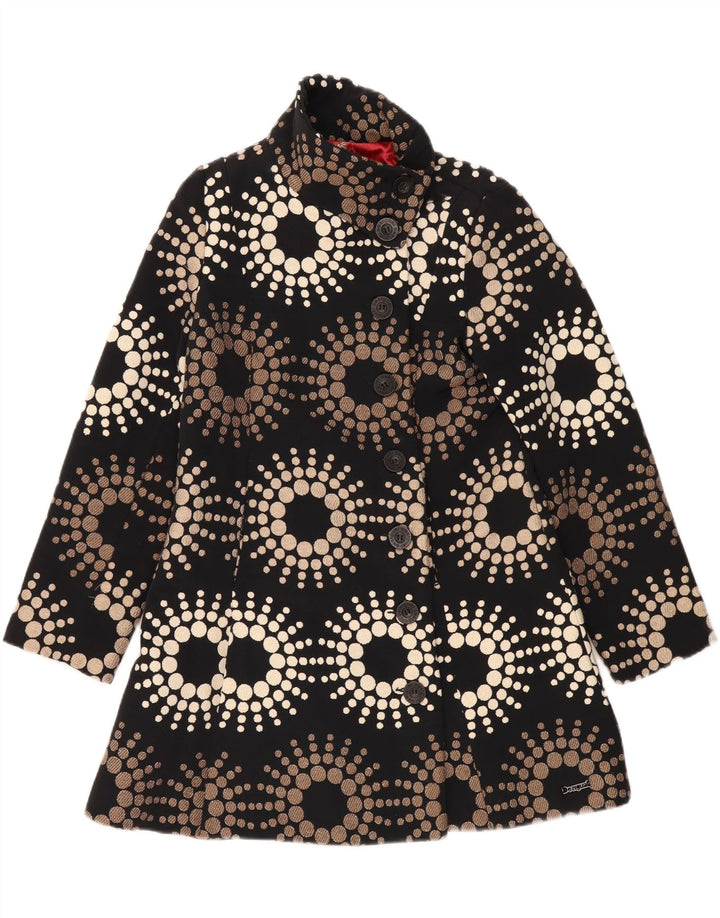 Женское пальто Desigual EU 44 XL, черное, полиэстер с геометрическим рисунком