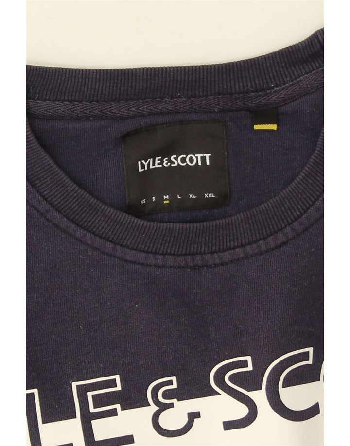 Мужской свитшот с рисунком Lyle & Scott, средний темно-синий, с цветными блоками