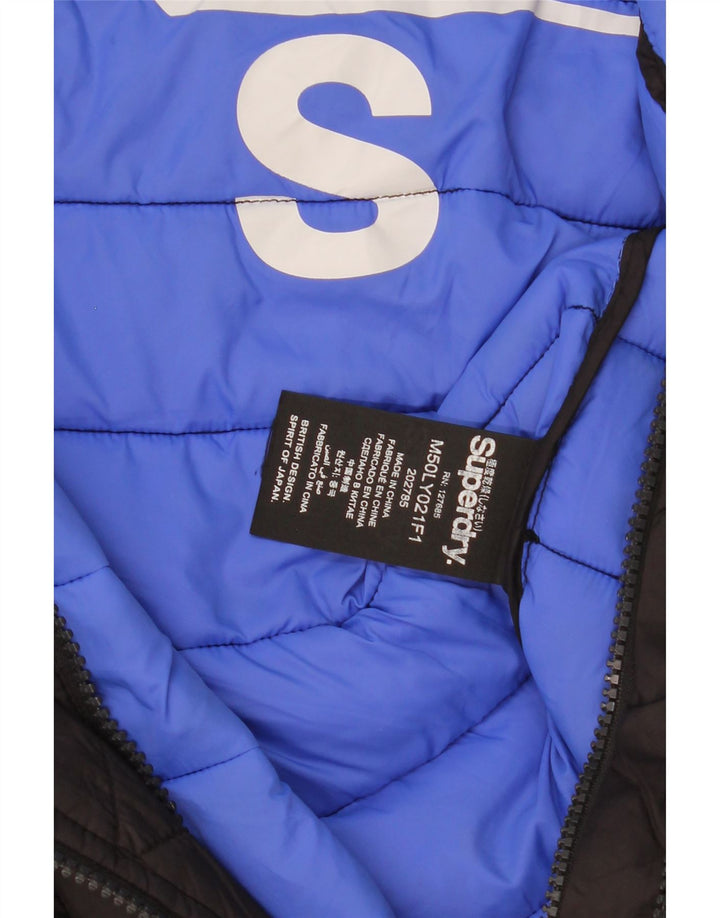 Мужская утепленная куртка с капюшоном Superdry UK 36, маленькая, черный нейлон