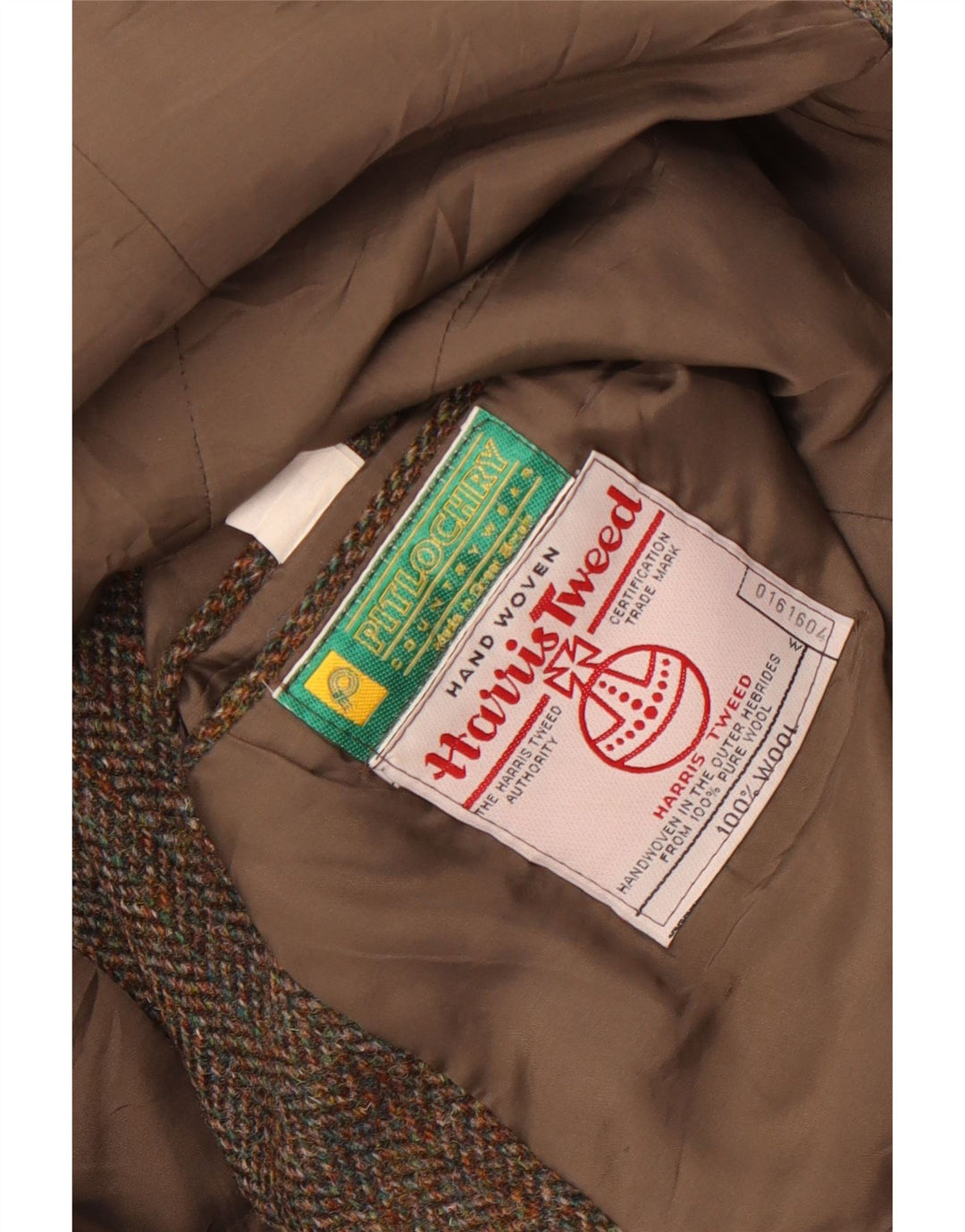 Мужской твидовый пиджак Pitlochry Harris UK 38, средний коричневый с узором «в елочку»
