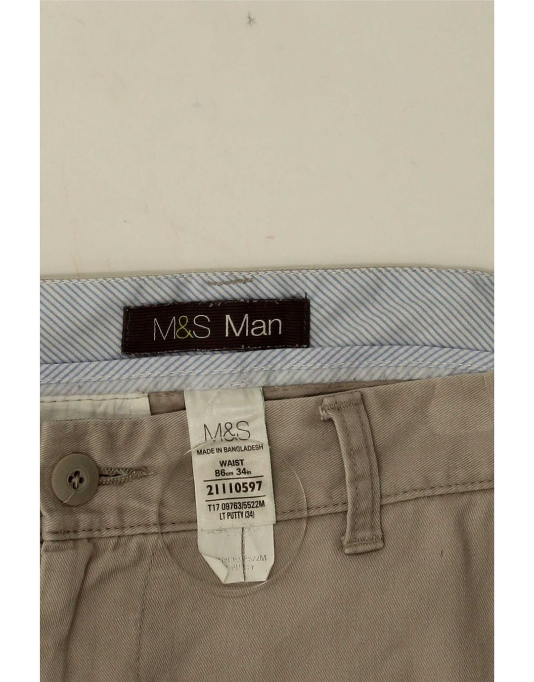 Мужские шорты чинос Marks & Spencer W34, большие, бежевые, хлопок