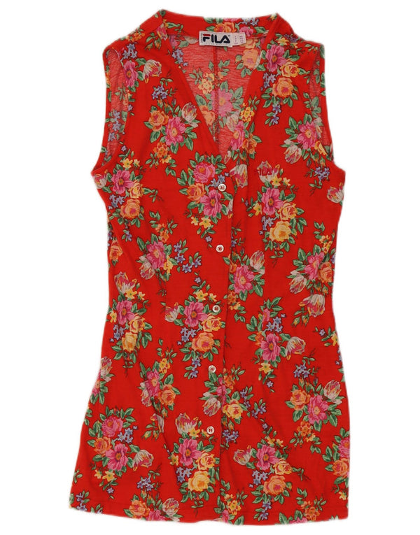 Fila Womens Sleeveless Shirt Dress IT 46 Large Orange Floral
