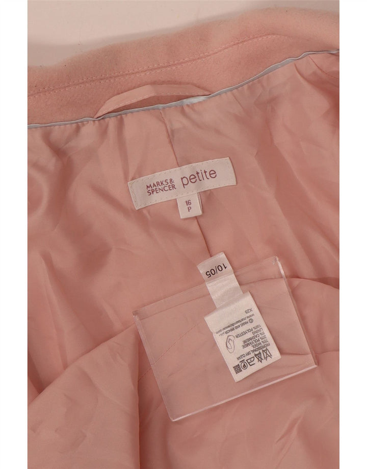 Женское пальто Marks & Spencer UK 16, большое розовое шерстяное