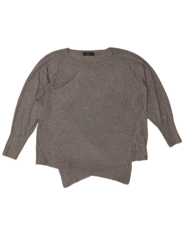 Женский джемпер свободного кроя с вырезом «лодочка» Zara UK 10, маленький серый вискоза