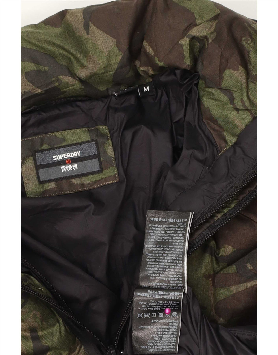 Мужская утепленная куртка с капюшоном Superdry UK 38, средний зеленый камуфляжный полиэстер