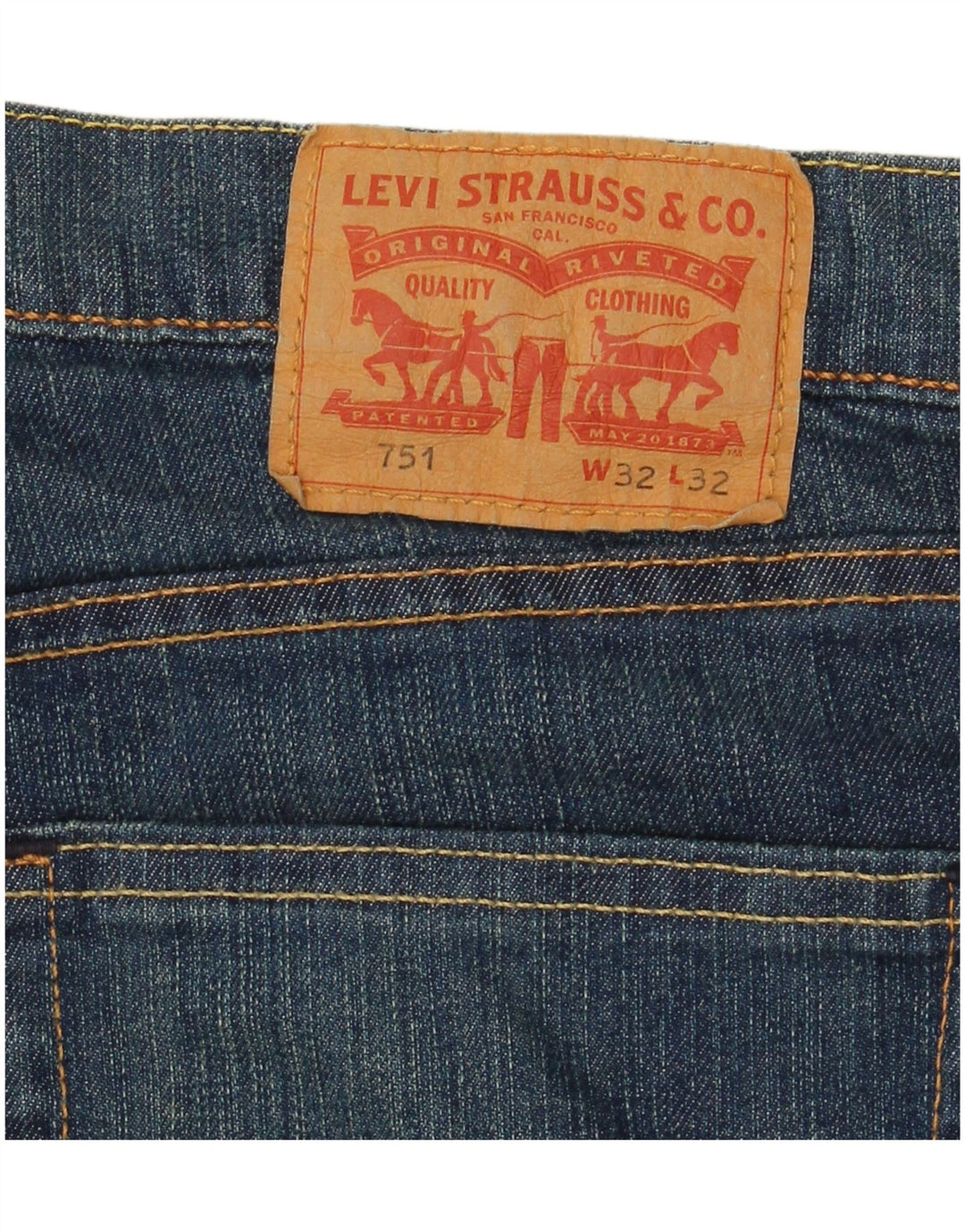 Мужские прямые джинсы Levi's 751 W32 L32 темно-синие, хлопок