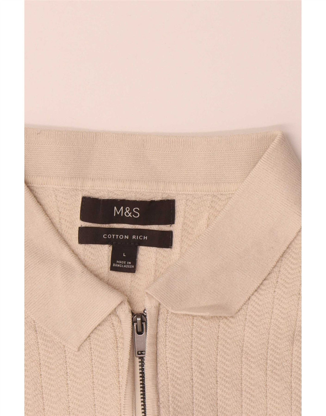 Мужская рубашка-поло Marks & Spencer, большая бежевая хлопковая елочка
