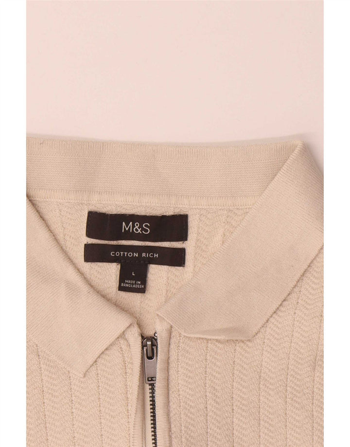 Мужская рубашка-поло Marks & Spencer, большая бежевая хлопковая елочка