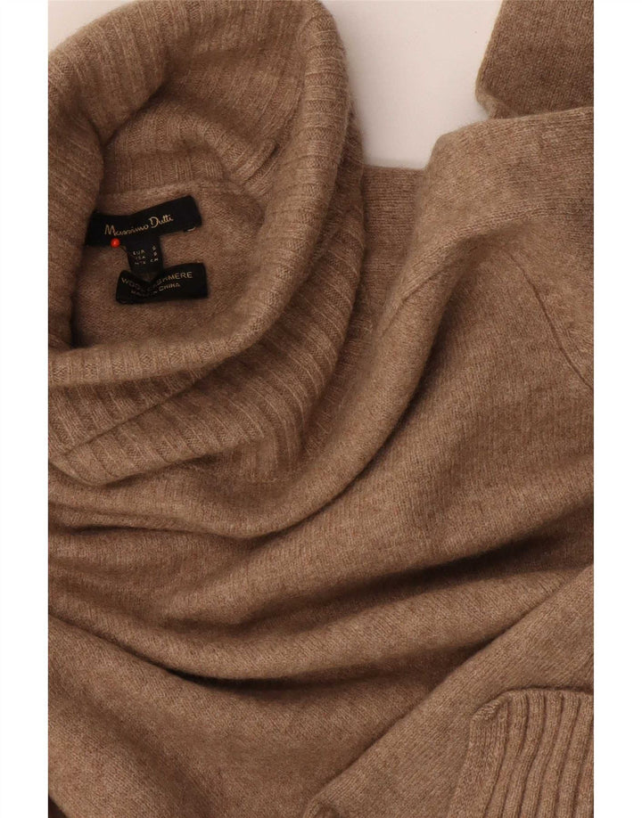 Женский джемпер с высоким воротником Massimo Dutti, размер UK 10, маленький, коричневый, шерсть