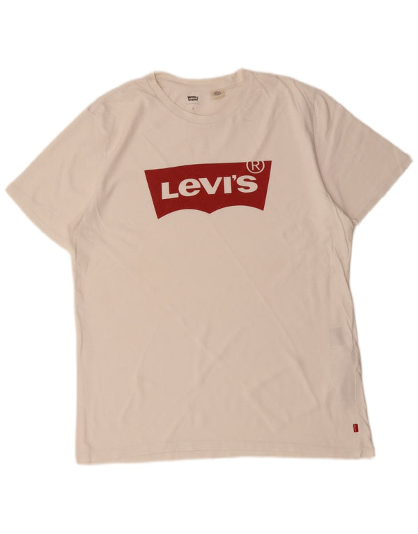 Мужская футболка с рисунком LEVI'S, хлопковый топ среднего размера, белый цвет