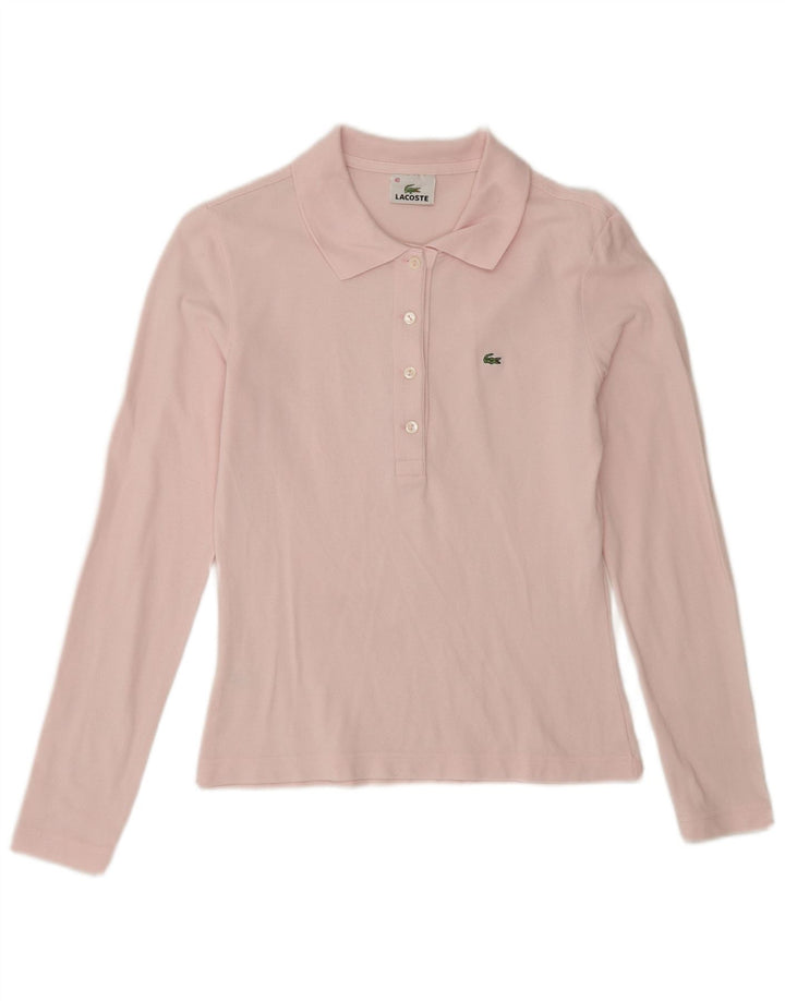 Женская рубашка поло Lacoste с длинным рукавом, размер 40, средний розовый хлопок, размер 40