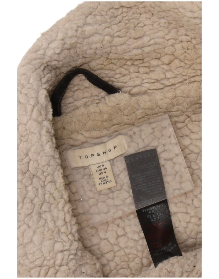 Женская джинсовая куртка из шерпа Topshop UK 8, маленькая, черная, классическая