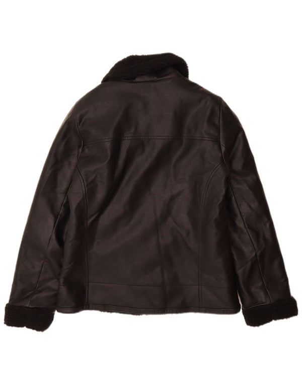 Женская куртка из искусственной кожи Hollister UK 16, средний черный из искусственной кожи