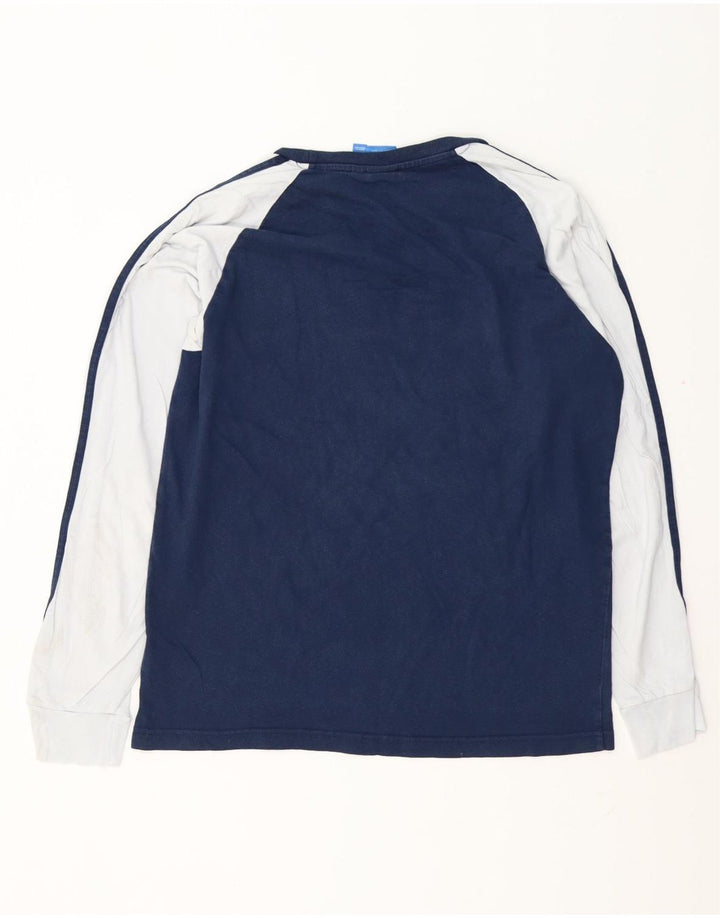 Мужской топ ADIDAS с длинным рукавом и рисунком, большой размер, темно-синий, хлопок с цветными блоками