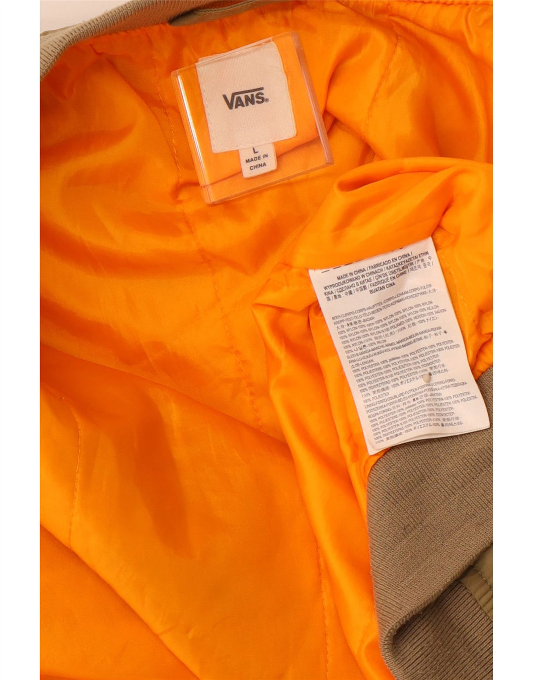 Куртка-бомбер VANS для мальчиков 12–13 лет, большая, нейлон цвета хаки