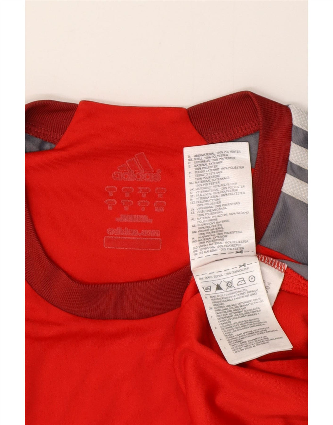 Мужская футболка ADIDAS Climalite, верх, средний красный, полиэстер с цветными блоками