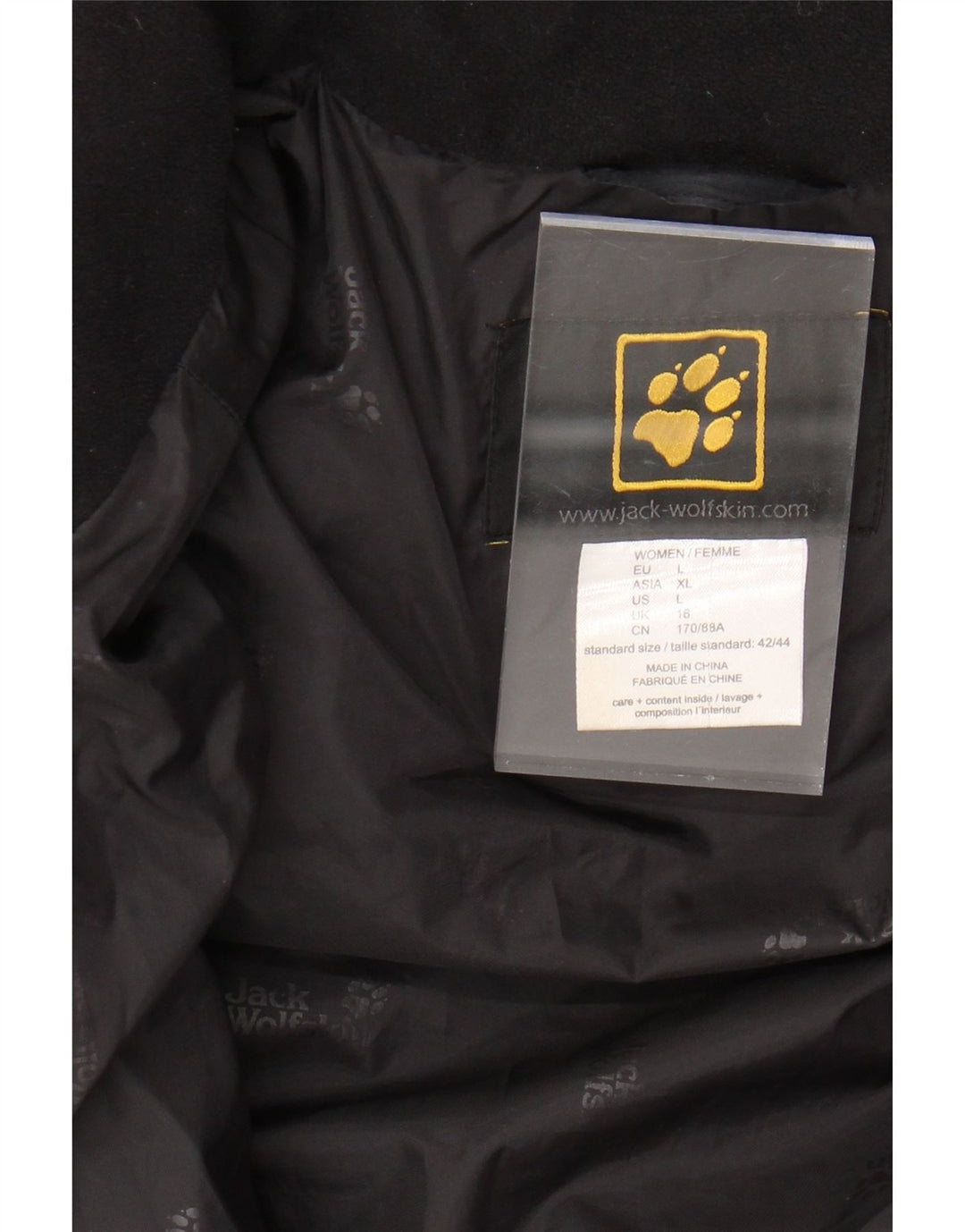 JACK WOLFSKIN Женское стеганое пальто с капюшоном UK 16, большой черный полиэстер