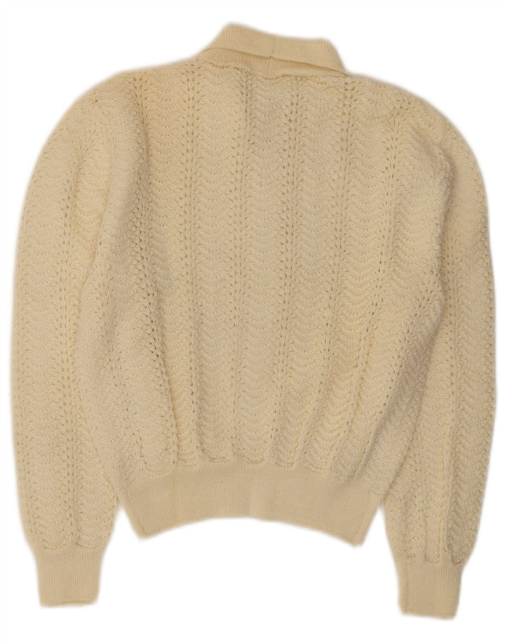 Винтажный женский укороченный свитер-кардиган, Великобритания, 10, маленький, белого цвета