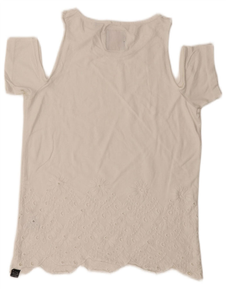 Женская футболка обычного кроя Superdry Top UK 6 XS Off White Cotton