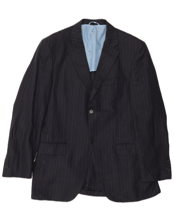 Мужской пиджак Massimo Dutti на 2 пуговицах, размер 50, 2XL, темно-синий в тонкую полоску