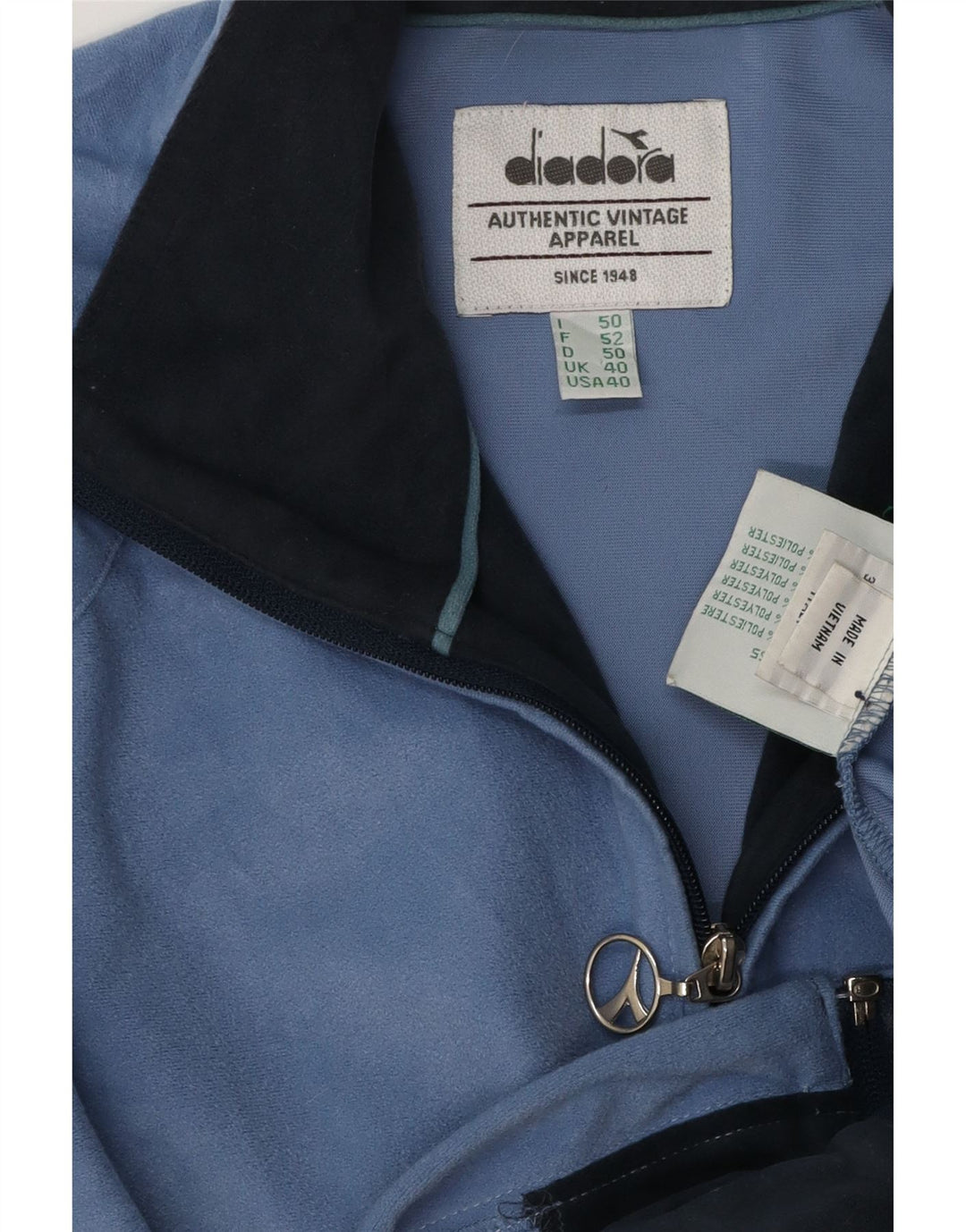 Мужской спортивный костюм свободного покроя DIADORA, верхняя куртка UK 40, средний синий цвет с цветными блоками
