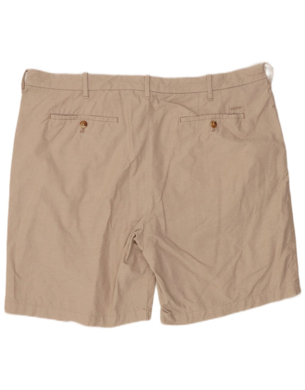 IZOD Mens Chino Shorts W42 2XL Beige Cotton