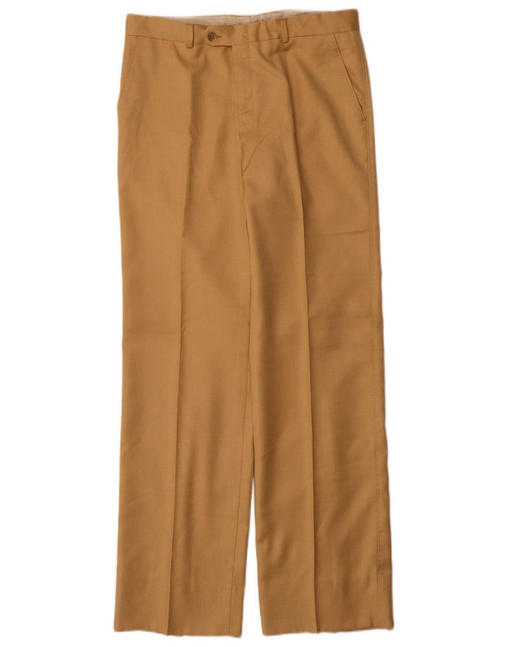 Винтажные мужские прямые костюмные брюки IT 48 Medium W30 L32 Бежевые