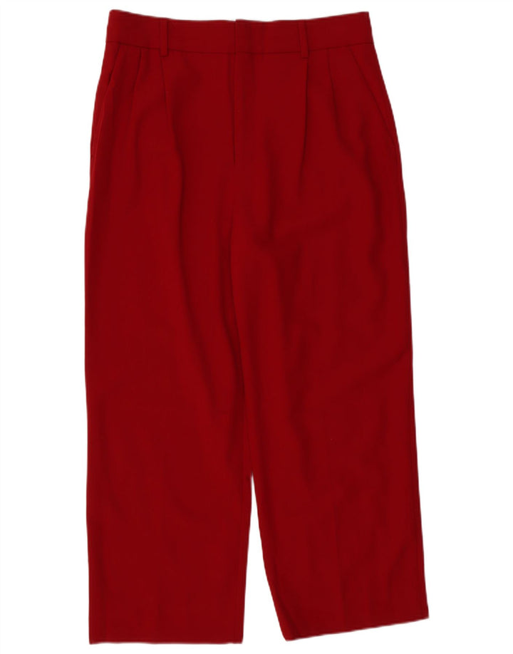 Женские укороченные брюки Zara W32 L25, красные, полиэстер, большие размеры