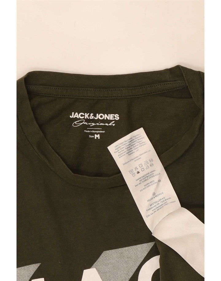 Мужская футболка с рисунком Jack & Jones из хлопка среднего цвета хаки