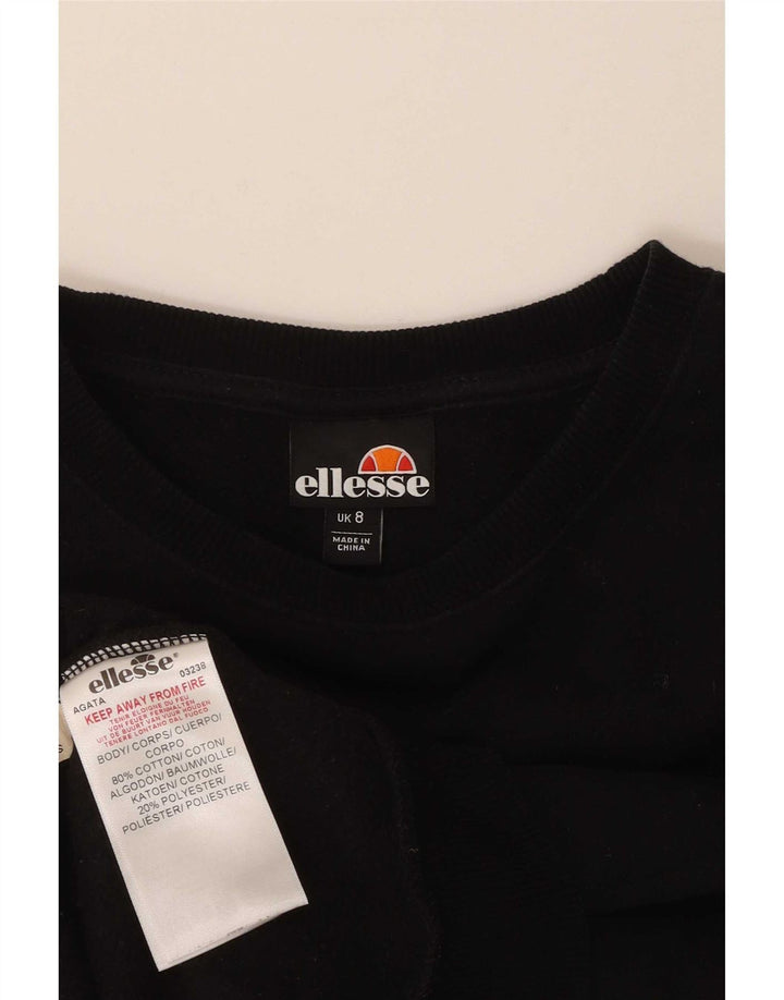 Женский свободный свитшот с рисунком Ellesse, размер UK 8, маленький, черный, хлопок