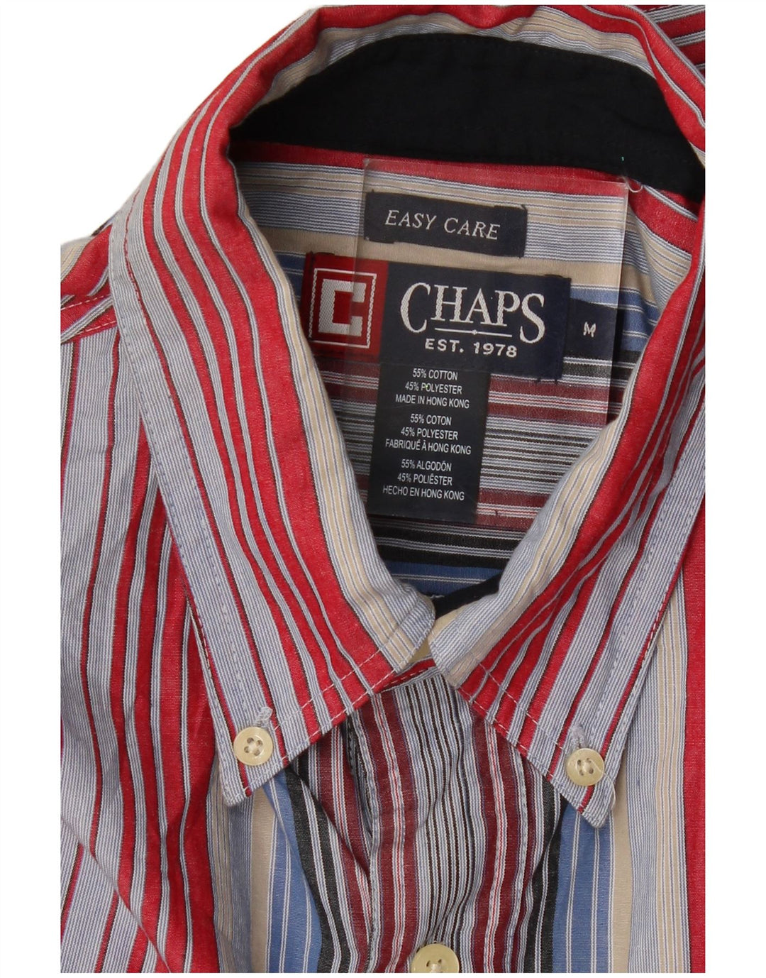 Мужская рубашка Chaps Easy Care из хлопка в разноцветную полоску среднего размера